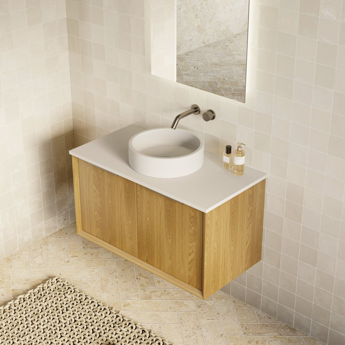 Milano Flow Flat 900mm Wall Hung Vanity Natural Oak - Ideal Bathroom CentreFLO900OAKFLO900D3