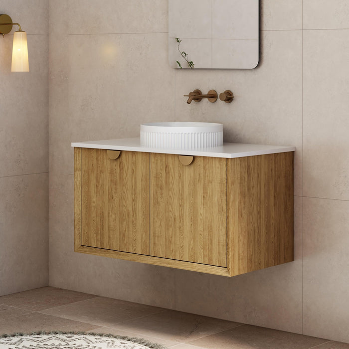 Milano Flow Flat 900mm Wall Hung Vanity Natural Oak - Ideal Bathroom CentreFLO900OAKFLO900D3