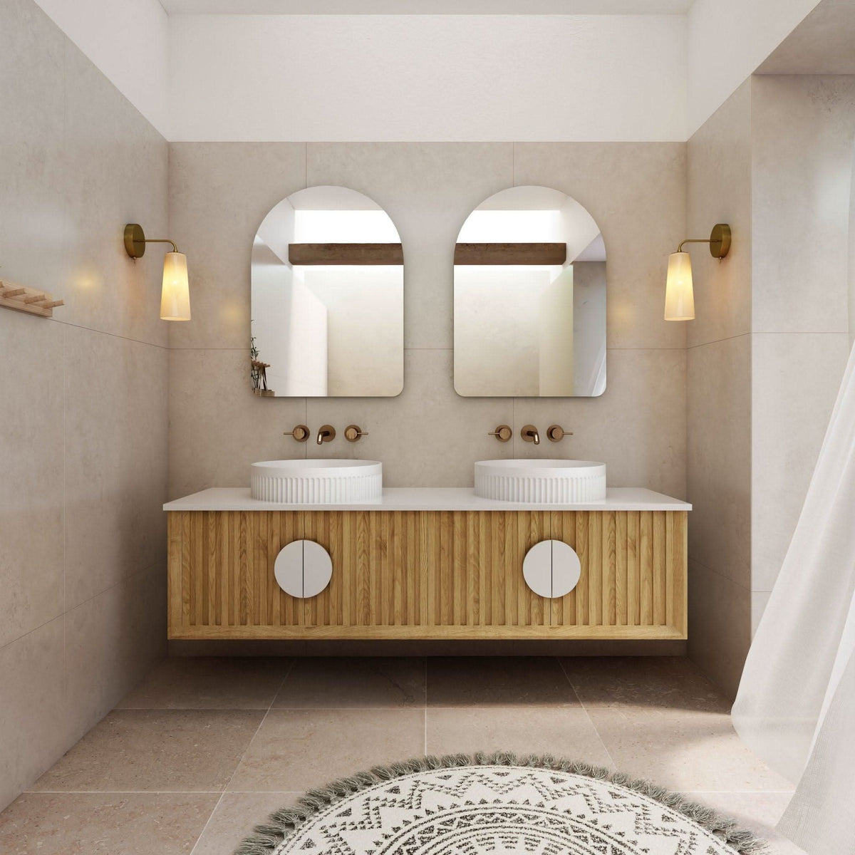 Milano Flow Fluted 1500mm Wall Hung Vanity Natural Oak – Ideal Bathroom ...