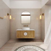 Milano Flow Fluted 900mm Wall Hung Vanity Natural Oak - Ideal Bathroom CentreFL900N900mm
