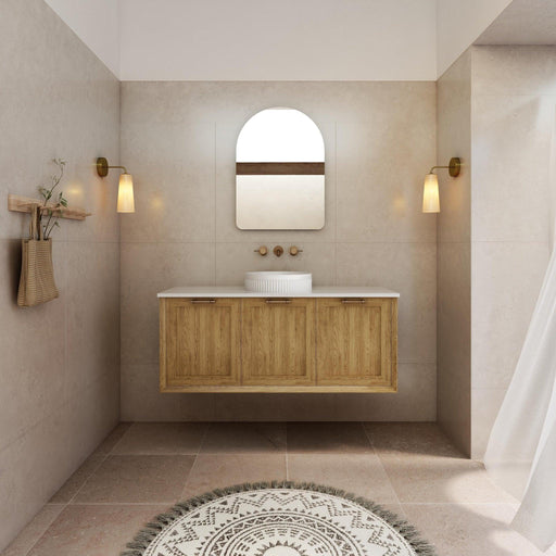 Milano Flow Shaker 1200mm Wall Hung Vanity Natural Oak - Ideal Bathroom CentreFLO1200OAKFLO1200D2