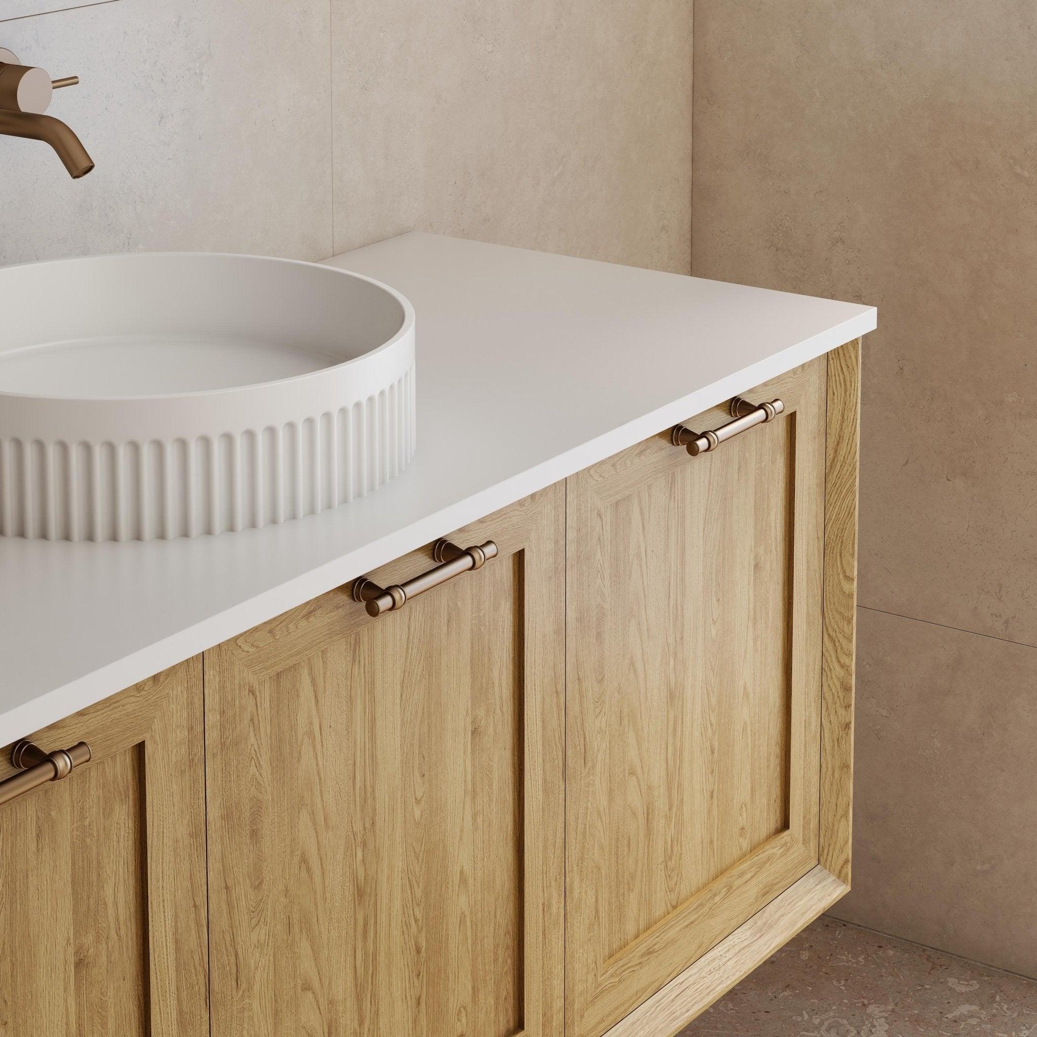Milano Flow Shaker 1200mm Wall Hung Vanity Natural Oak - Ideal Bathroom CentreFLO1200OAKFLO1200D4Centre Basin