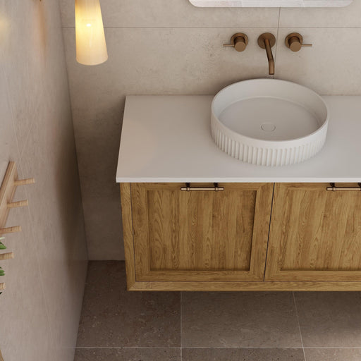 Milano Flow Shaker 1800mm Wall Hung Vanity Natural Oak - Ideal Bathroom CentreFLO1800OAKFLO1800D2