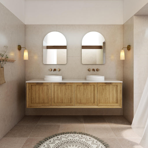 Milano Flow Shaker 1800mm Wall Hung Vanity Natural Oak - Ideal Bathroom CentreFLO1800OAKFLO1800D2