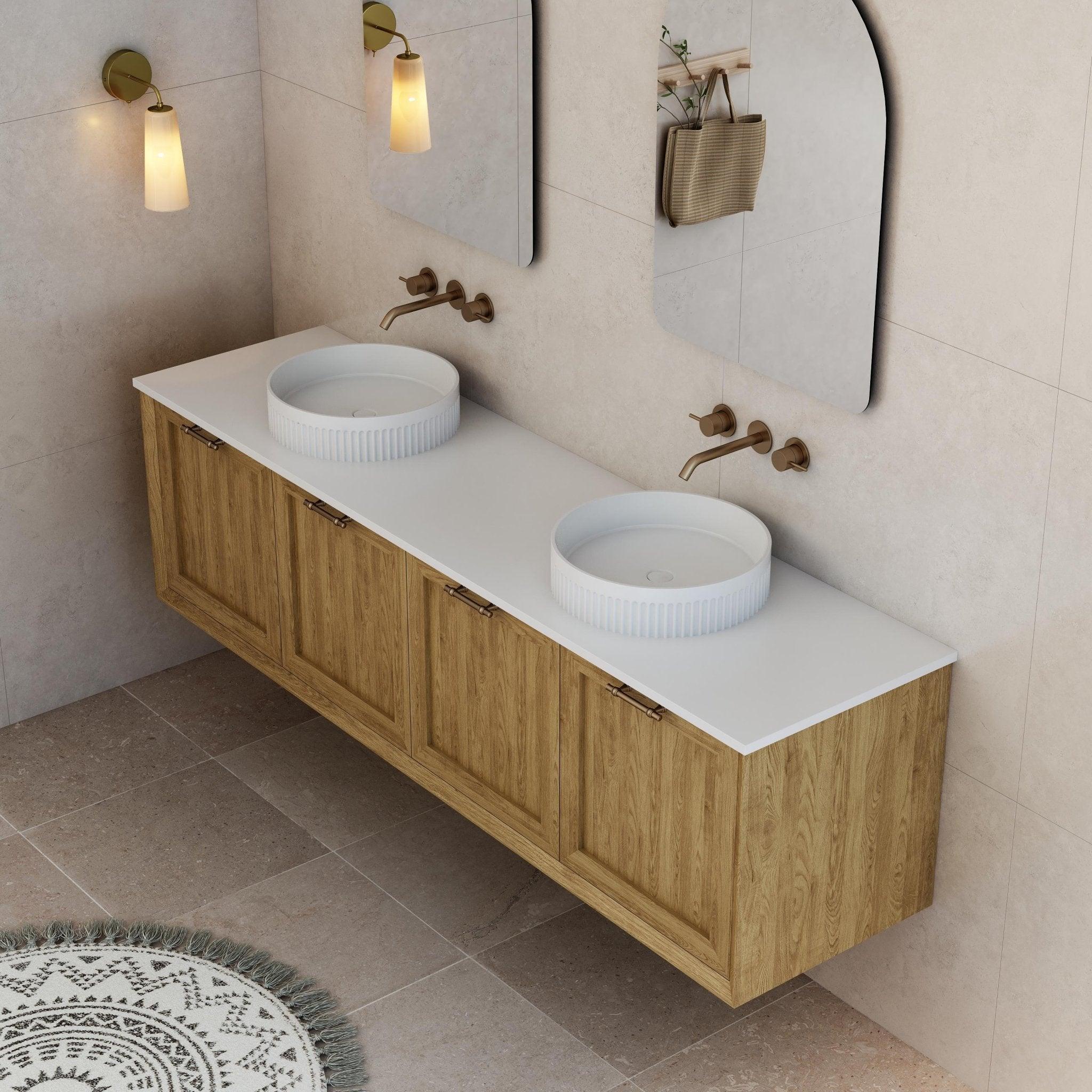 Milano Flow Shaker 1800mm Wall Hung Vanity Natural Oak - Ideal Bathroom CentreFLO1800OAKFLO1800D2