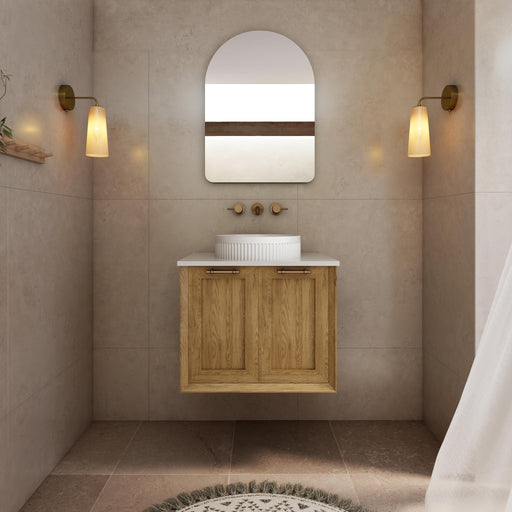 Milano Flow Shaker 600mm Wall Hung Vanity Natural Oak - Ideal Bathroom CentreFLO600OAKFLO600D2