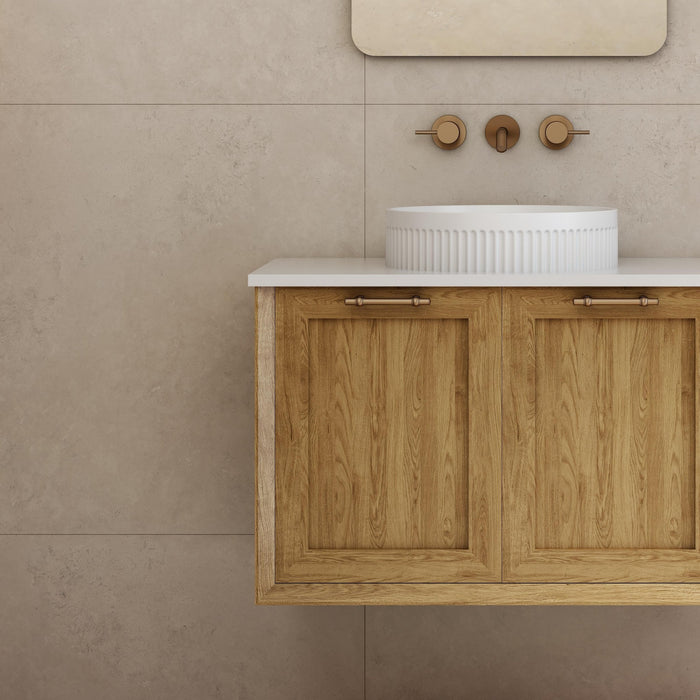 Milano Flow Shaker 750mm Wall Hung Vanity Natural Oak - Ideal Bathroom CentreFLO750OAKFLO750D2