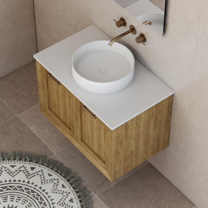 Milano Flow Shaker 750mm Wall Hung Vanity Natural Oak - Ideal Bathroom CentreFLO750OAKFLO750D2