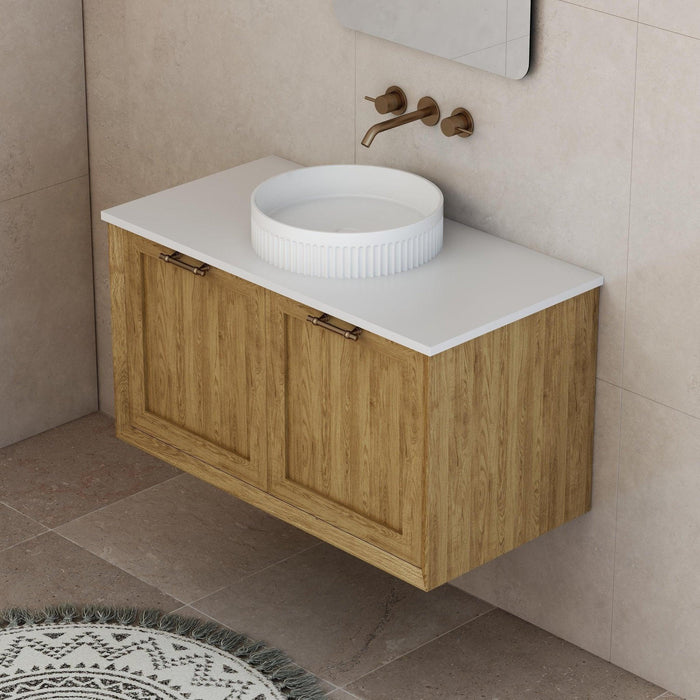 Milano Flow Shaker 900mm Wall Hung Vanity Natural Oak - Ideal Bathroom CentreFLO900OAKFLO900D2