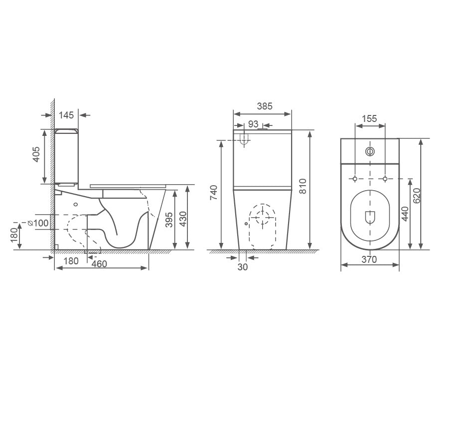Milano Flow Short Projection Back to Wall Tornado Rimless Toilet Suite