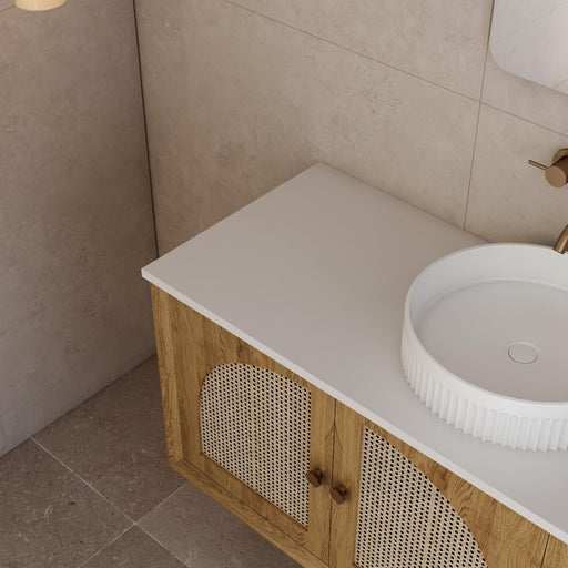 Milano Flow Wicker 1200mm Wall Hung Vanity Natural Oak - Ideal Bathroom CentreFLO1200OAKFLO1200D4Centre Basin