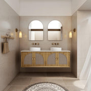 Milano Flow Wicker 1500mm Wall Hung Vanity Natural Oak - Ideal Bathroom CentreFLO1500OAKFLO1200D4