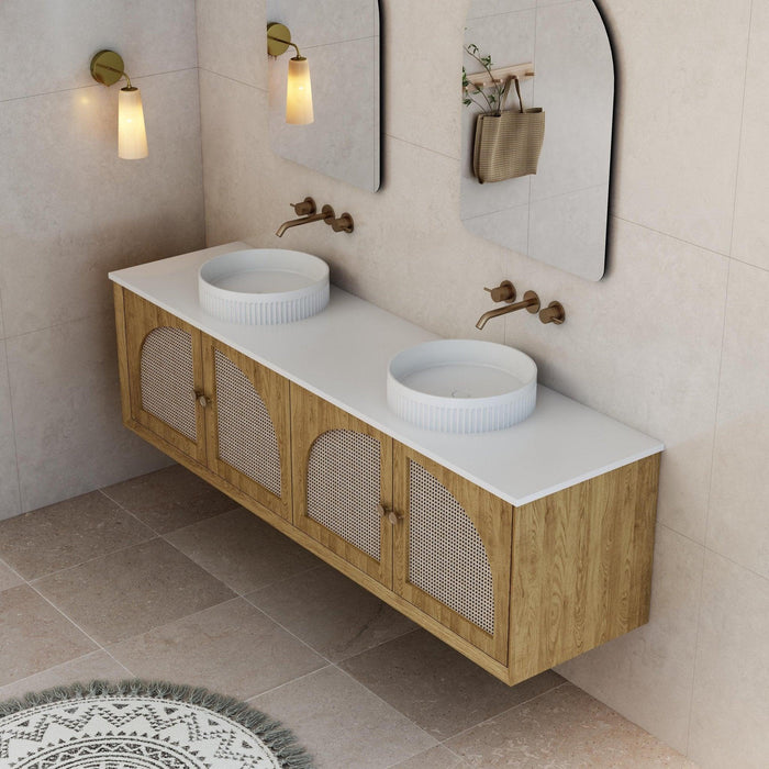 Milano Flow Wicker 1800mm Wall Hung Vanity Natural Oak - Ideal Bathroom CentreFLO1800OAKFLO1800D4