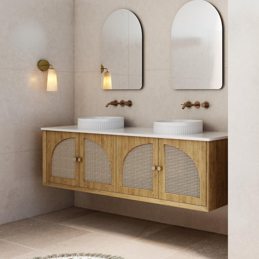 Milano Flow Wicker 1800mm Wall Hung Vanity Natural Oak - Ideal Bathroom CentreFLO1800OAKFLO1800D4