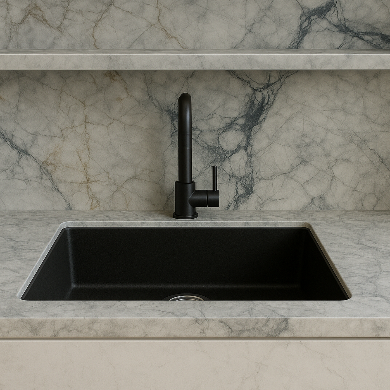 Milano Granite 750mm Single Bowl  Black Sink