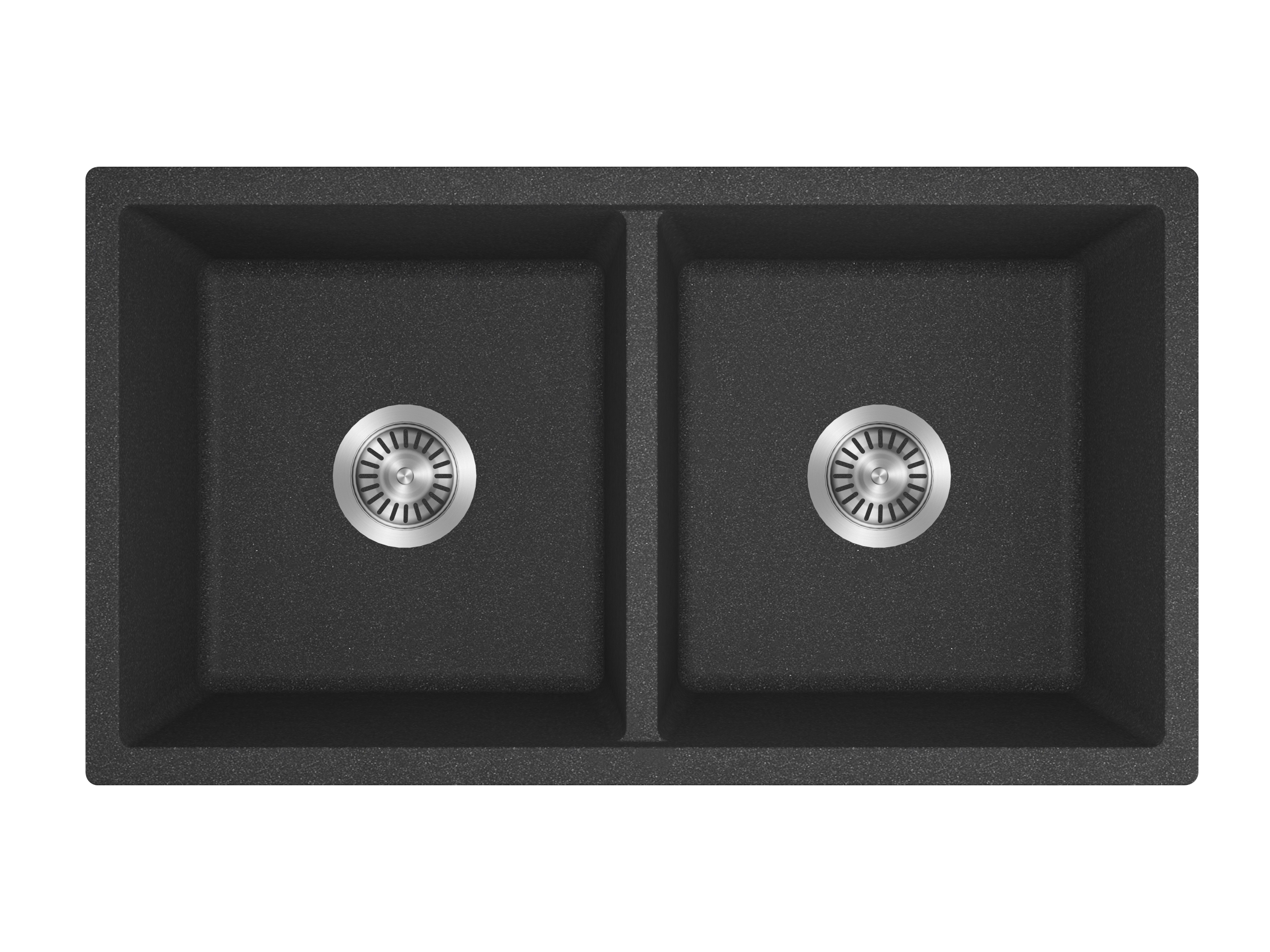 Milano Granite 800mm Double Bowl Black Sink