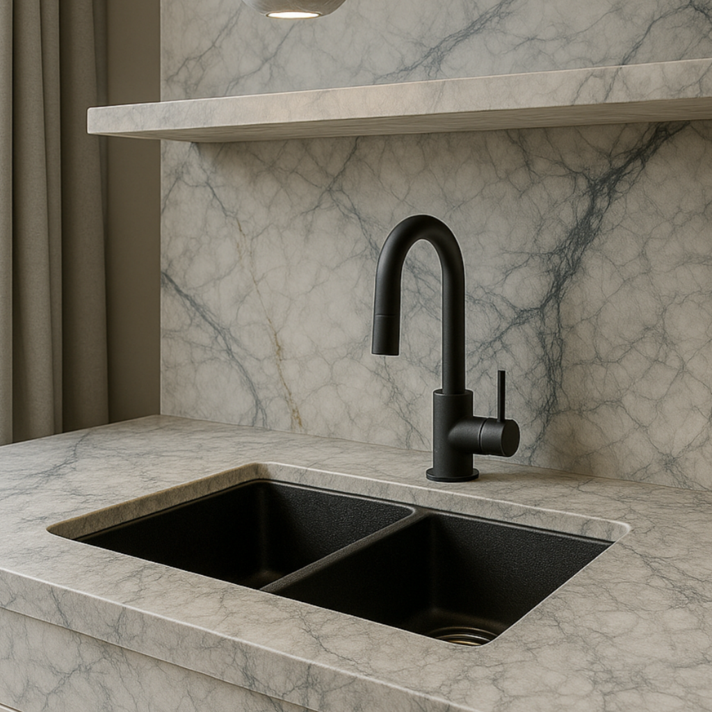 Milano Granite 800mm Double Bowl Black Sink