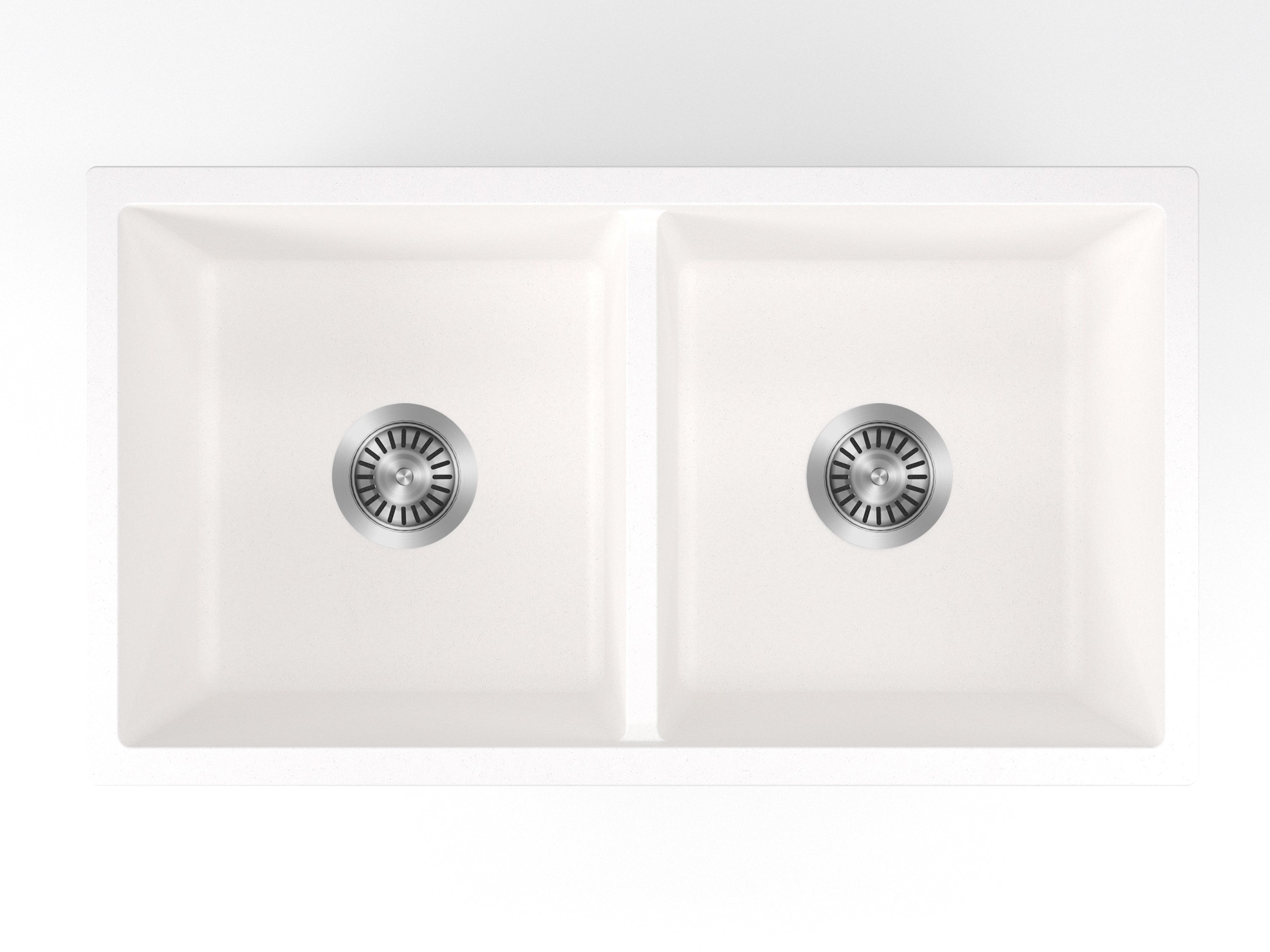 Milano Granite 800mm Double Bowl White Sink