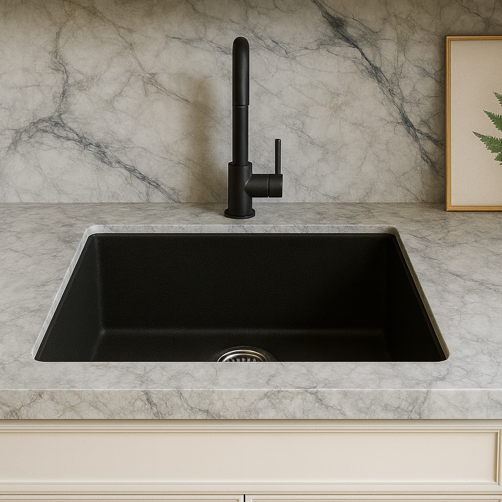 Milano Granite 550x450mm Single Bowl Sink Black