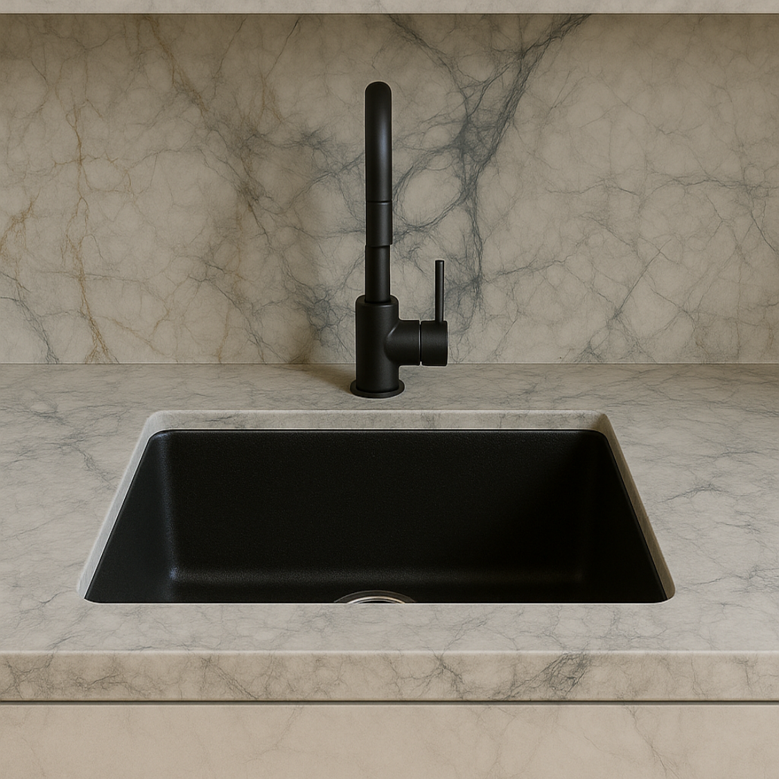 Milano Granite 450mm Sink Single Bowl Sink Black