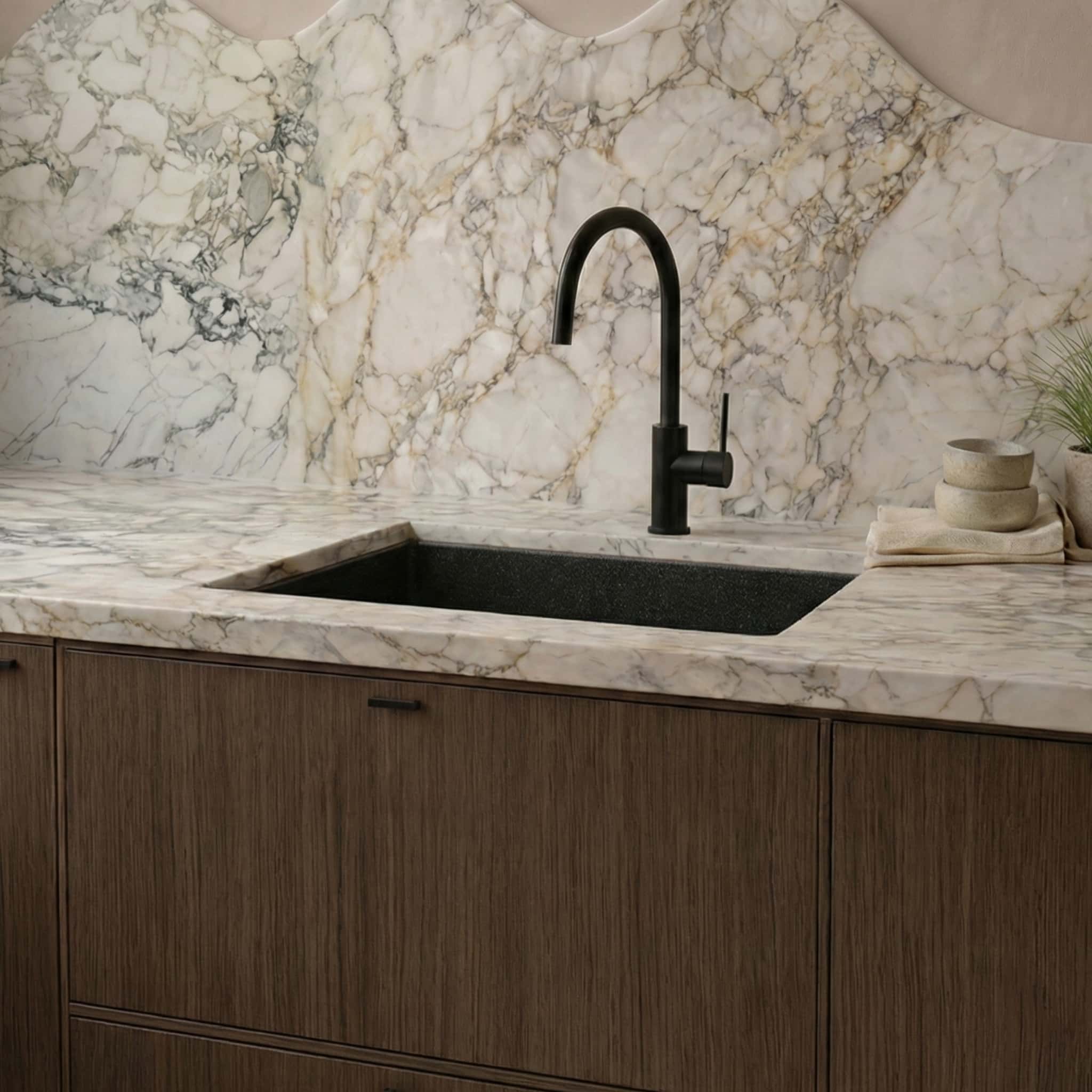 Milano Granite 650mm Sink Single Bowl Sink, Matte  Black