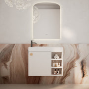 Milano Minimal 700mm Small Space Vanity with Shelf-Matte White