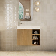 Milano Minimal 700mm Small Space Vanity with Shelf-Natural Oak