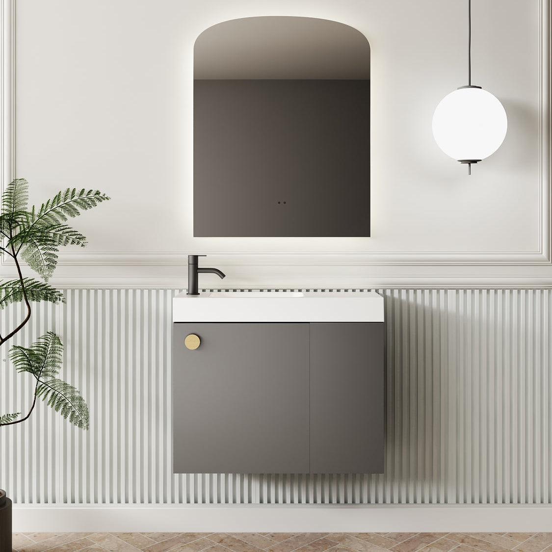 Milano Minimal 700mm Small Space Vanity with Shelf-Matte Black