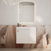 Milano Minimal 700mm Small Space Vanity with Shelf-Matte White