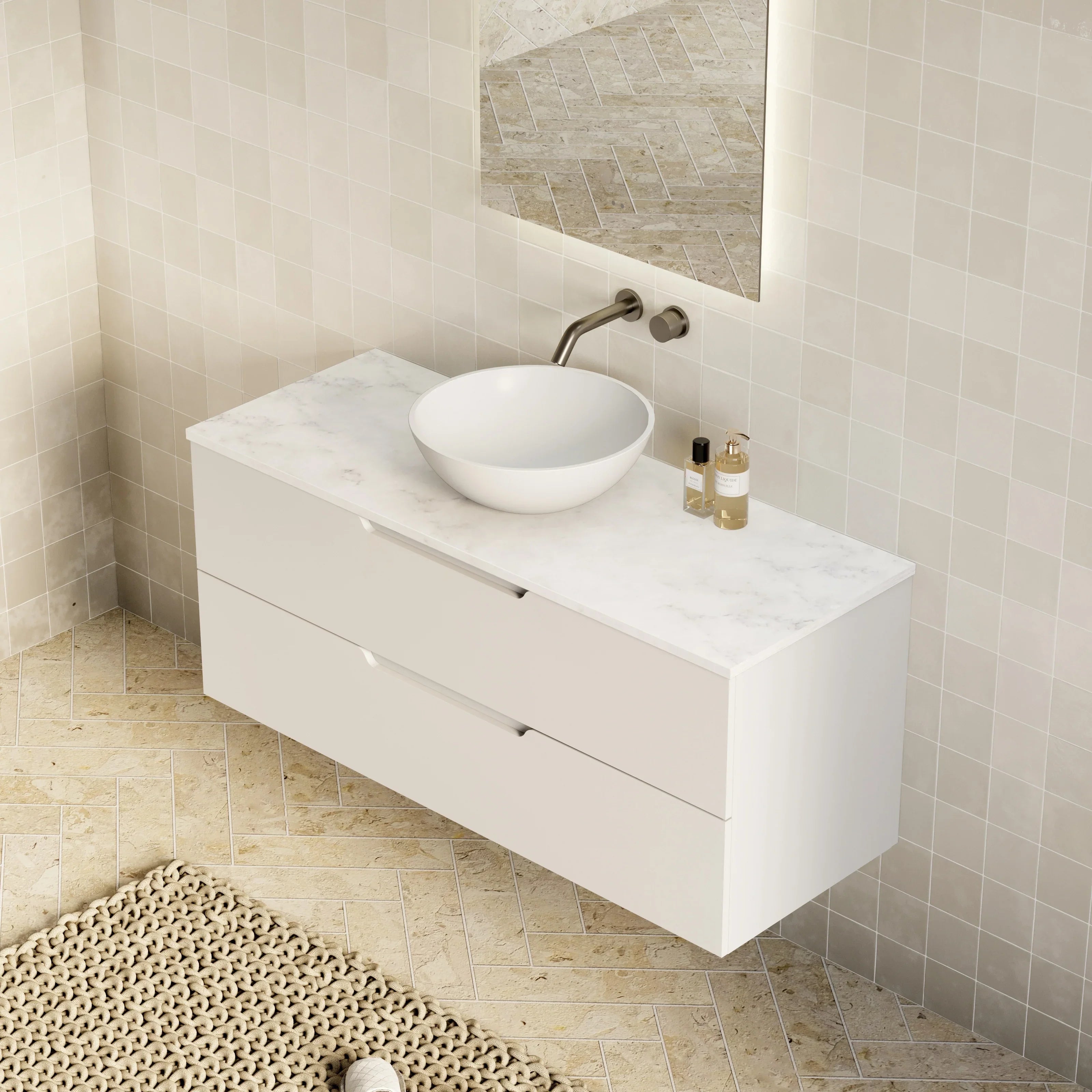 Milano Minimal Flat 1200mm Wall Hung Vanity Matte White