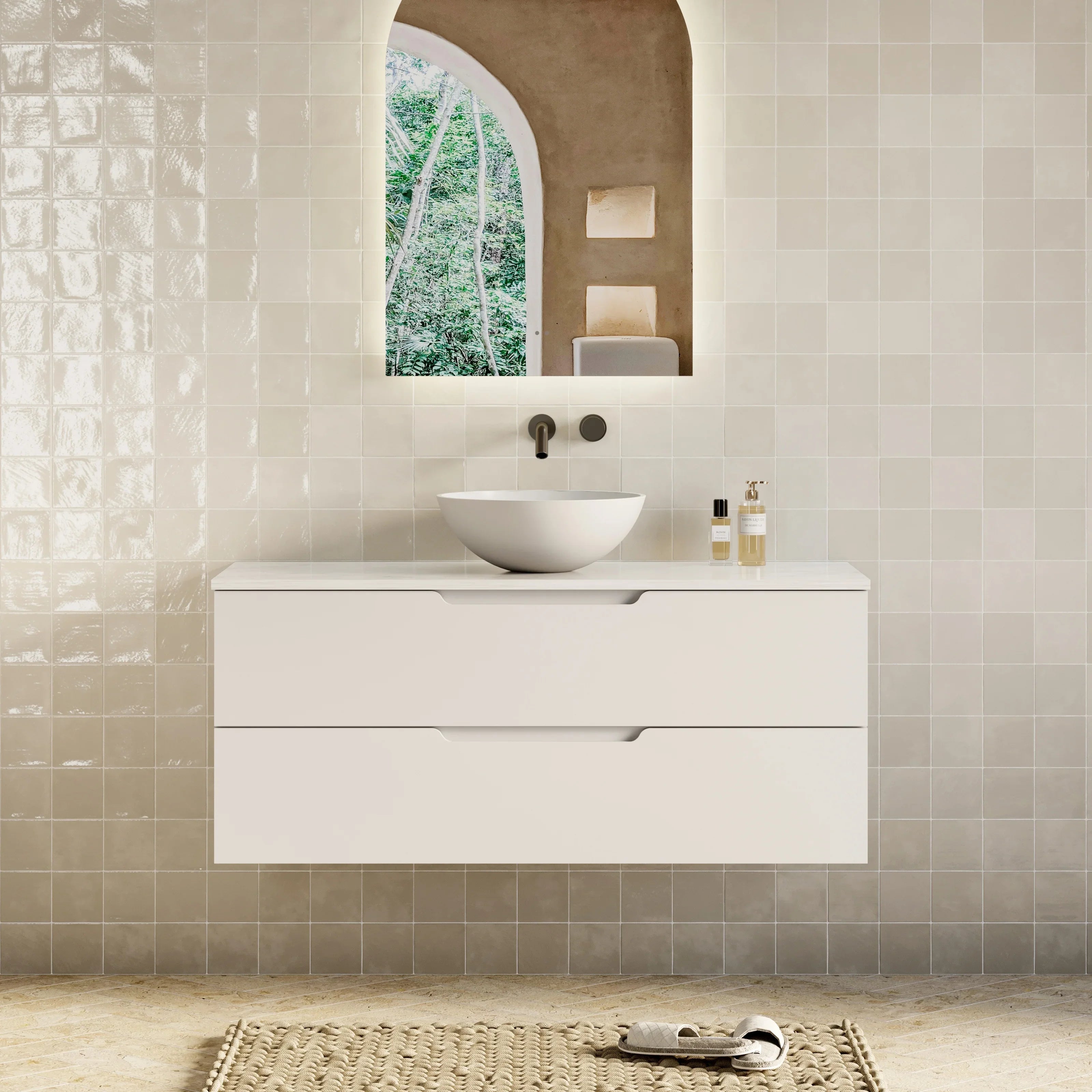 Milano Minimal Flat 1200mm Wall Hung Vanity Matte White