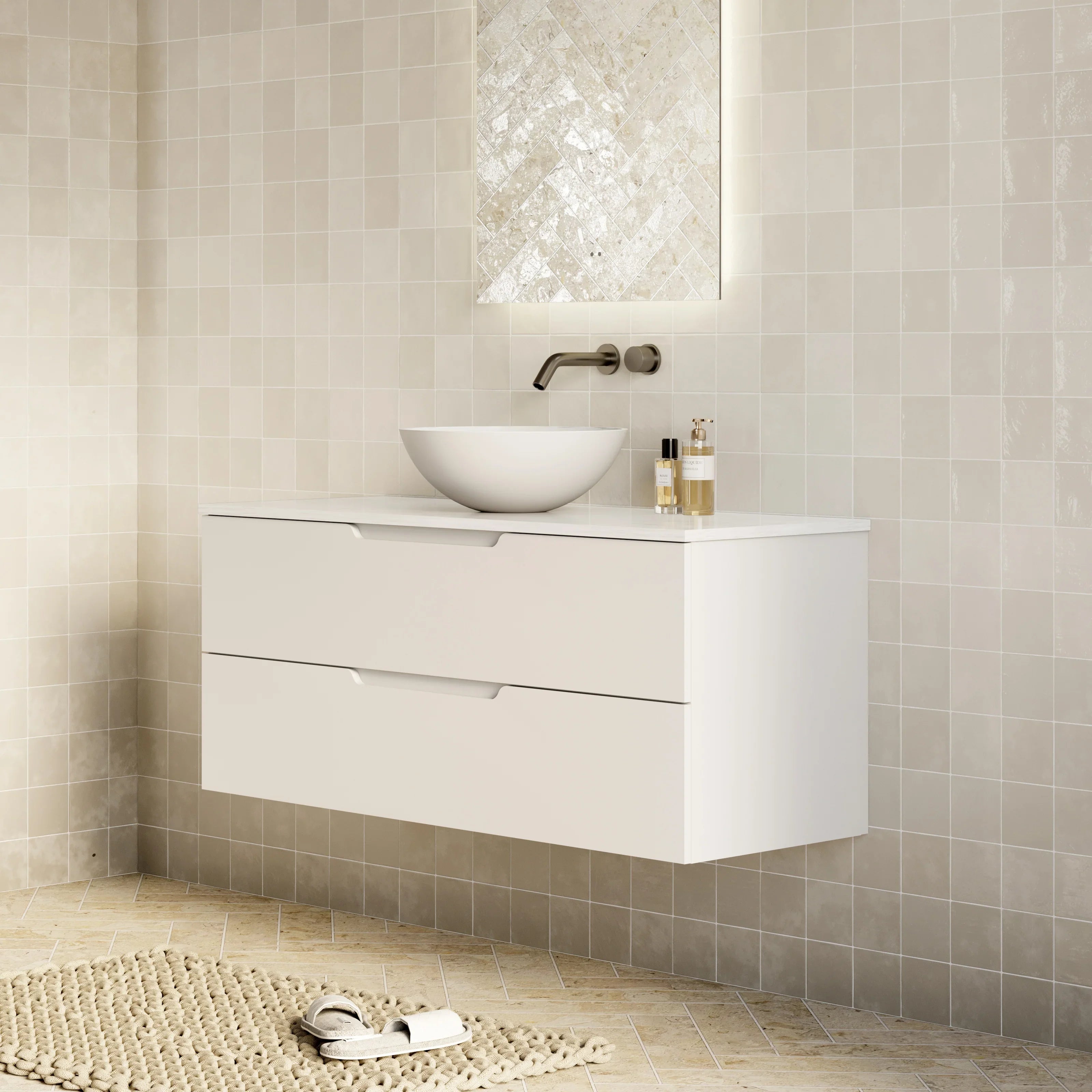 Milano Minimal Flat 1200mm Wall Hung Vanity Matte White
