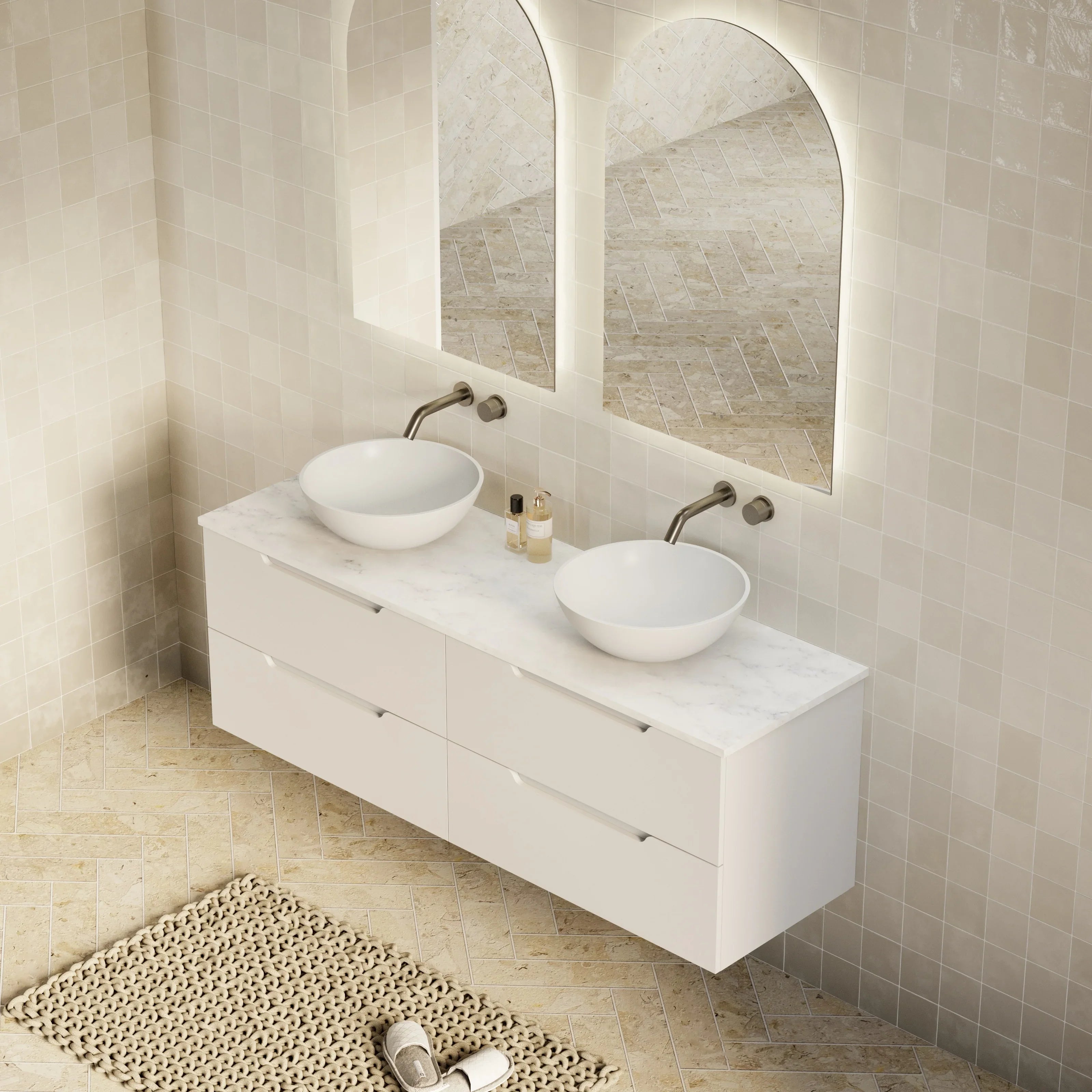 Milano Minimal Flat 1500mm Wall Hung Vanity Matte White
