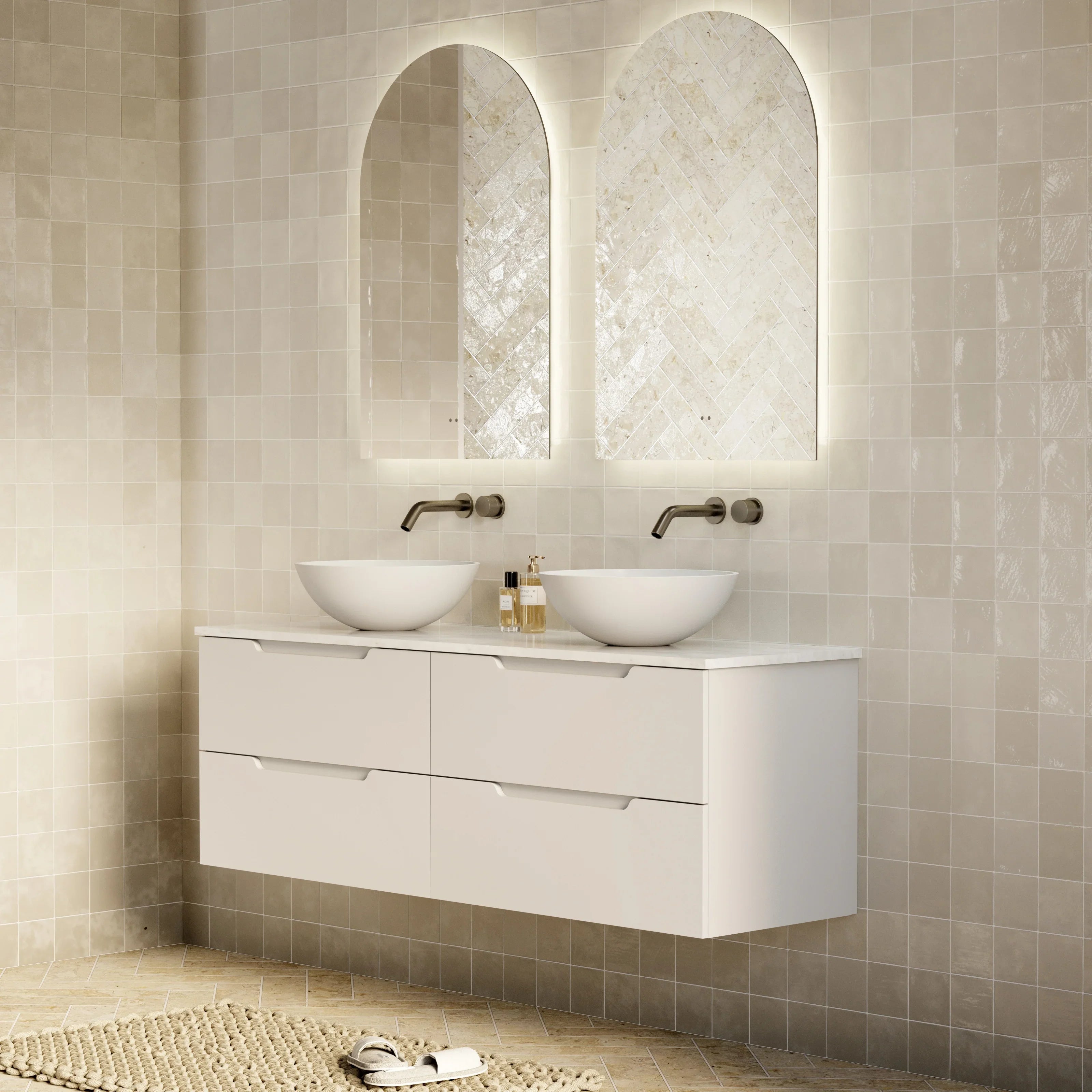 Milano Minimal Flat 1500mm Wall Hung Vanity Matte White