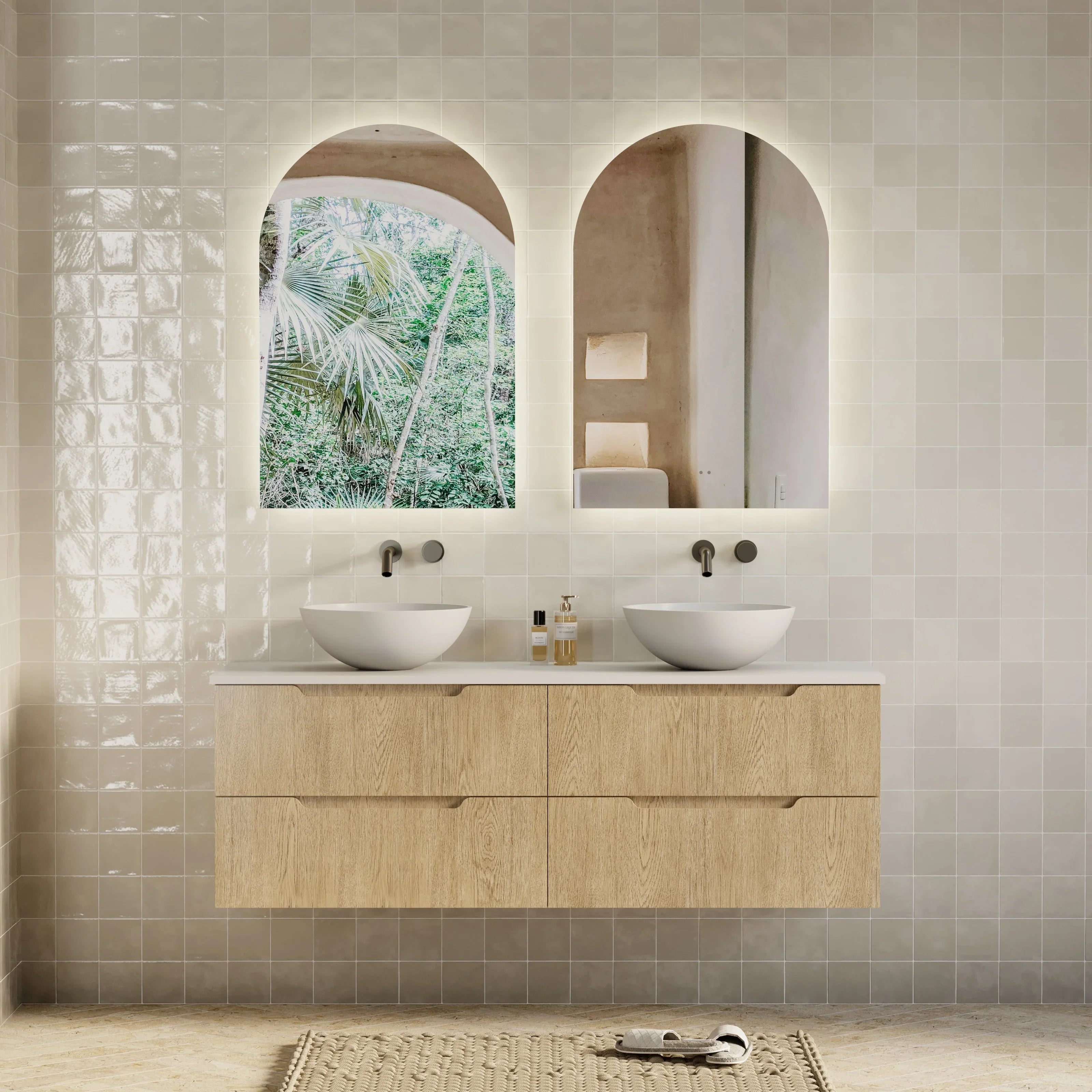 Milano Minimal Flat 1500mm Wall Hung Vanity Natural Oak