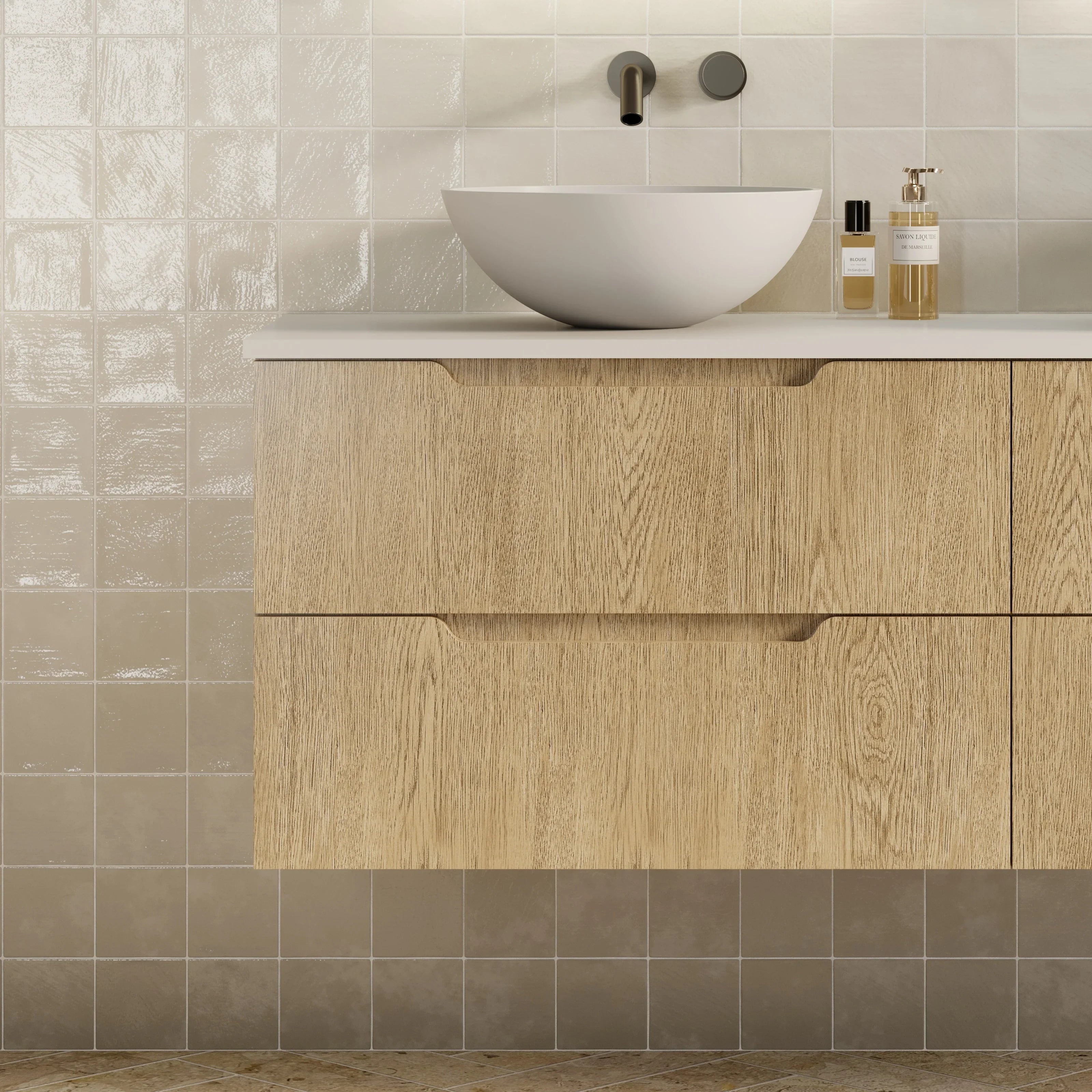 Milano Minimal Flat 1500mm Wall Hung Vanity Natural Oak