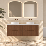 Milano Minimal Flat 1500mm Wall Hung Vanity, Walnut – front view
