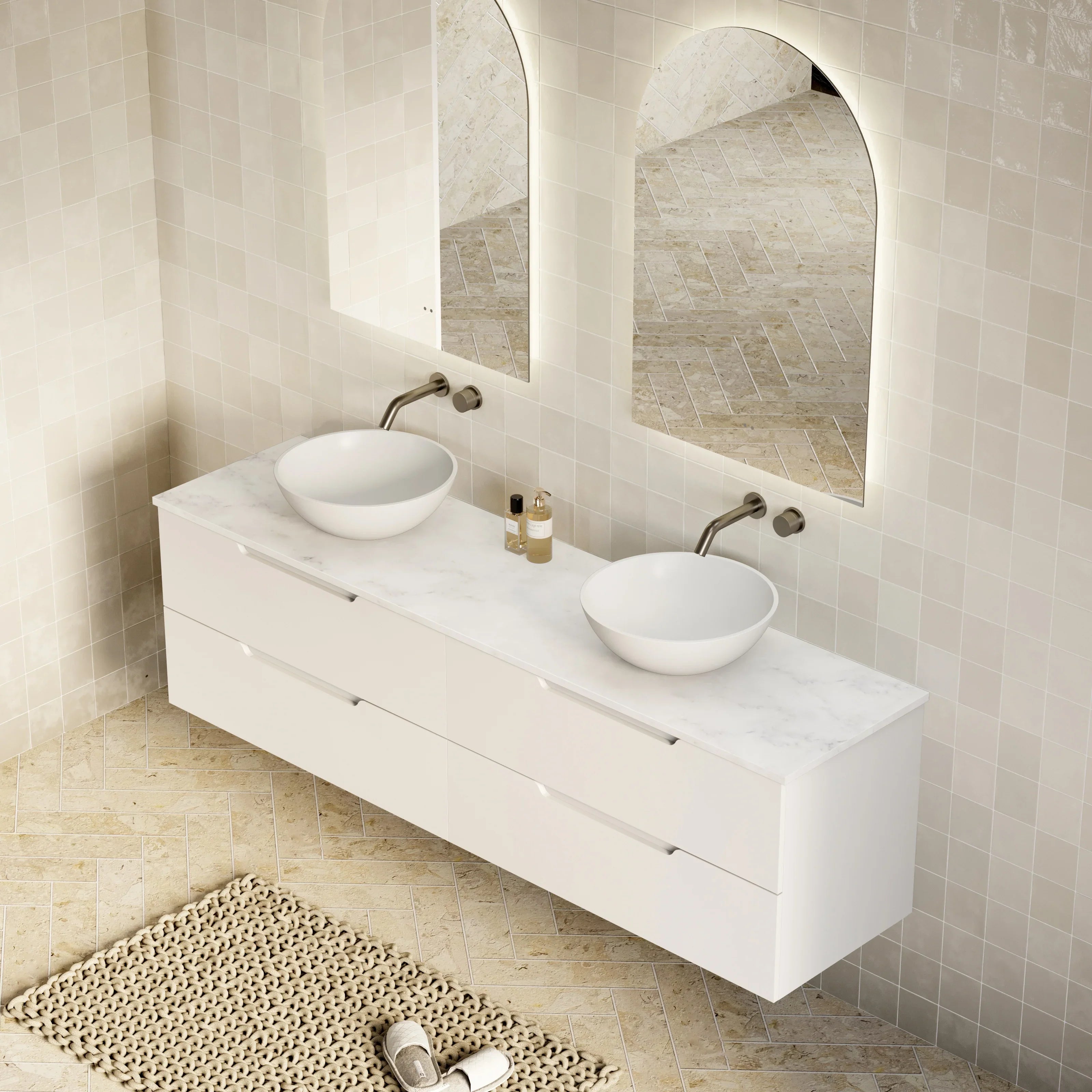 Milano Minimal Flat 1800mm Wall Hung Vanity Matte White