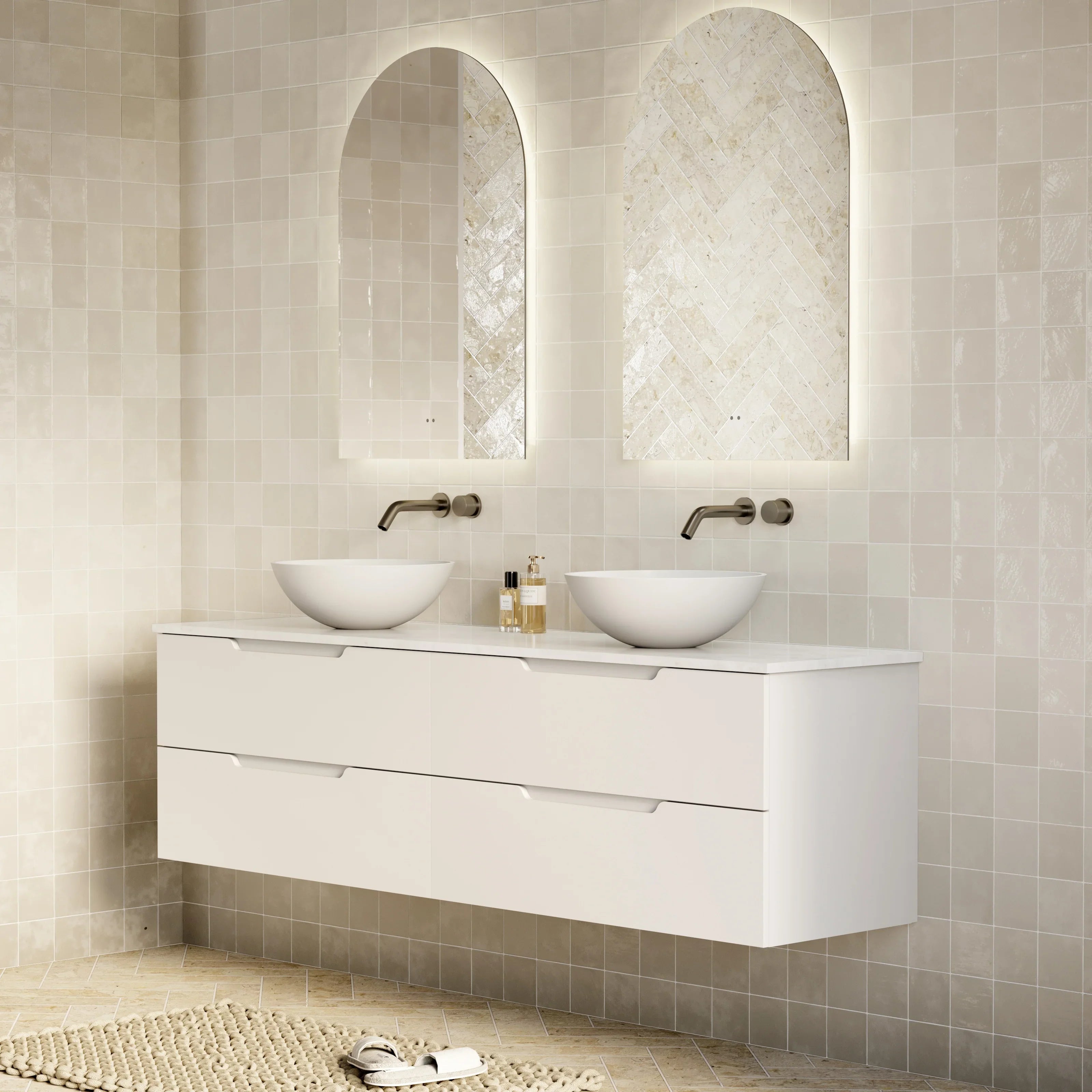 Milano Minimal Flat 1800mm Wall Hung Vanity Matte White
