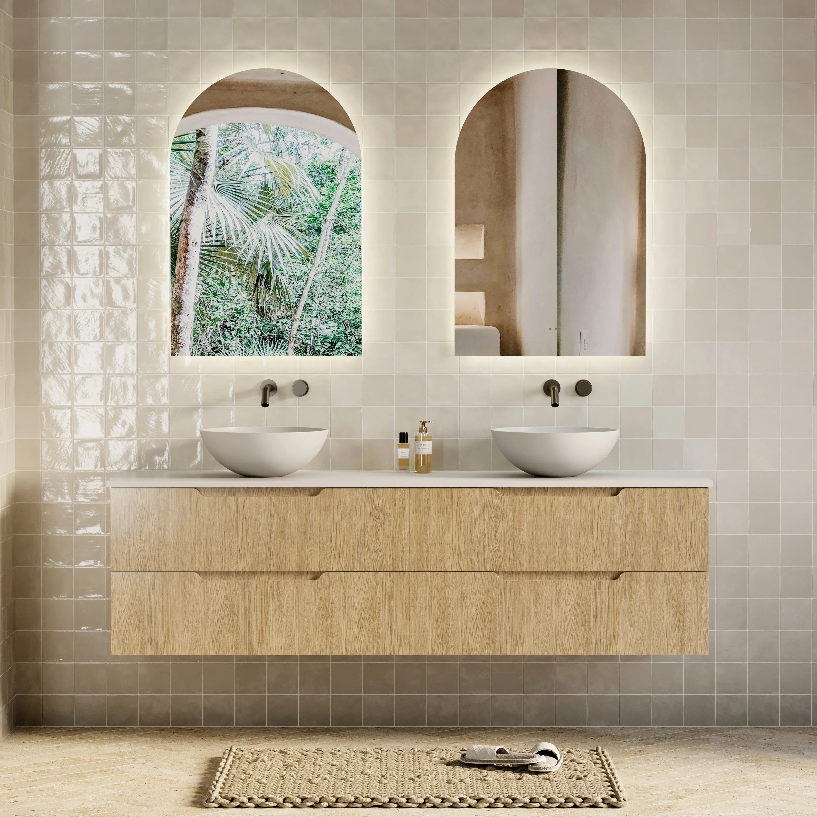 Milano Minimal Flat 1800mm Wall Hung Vanity Natural Oak