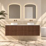 Milano Minimal Flat 1800mm Wall Hung Vanity, Walnut – front view