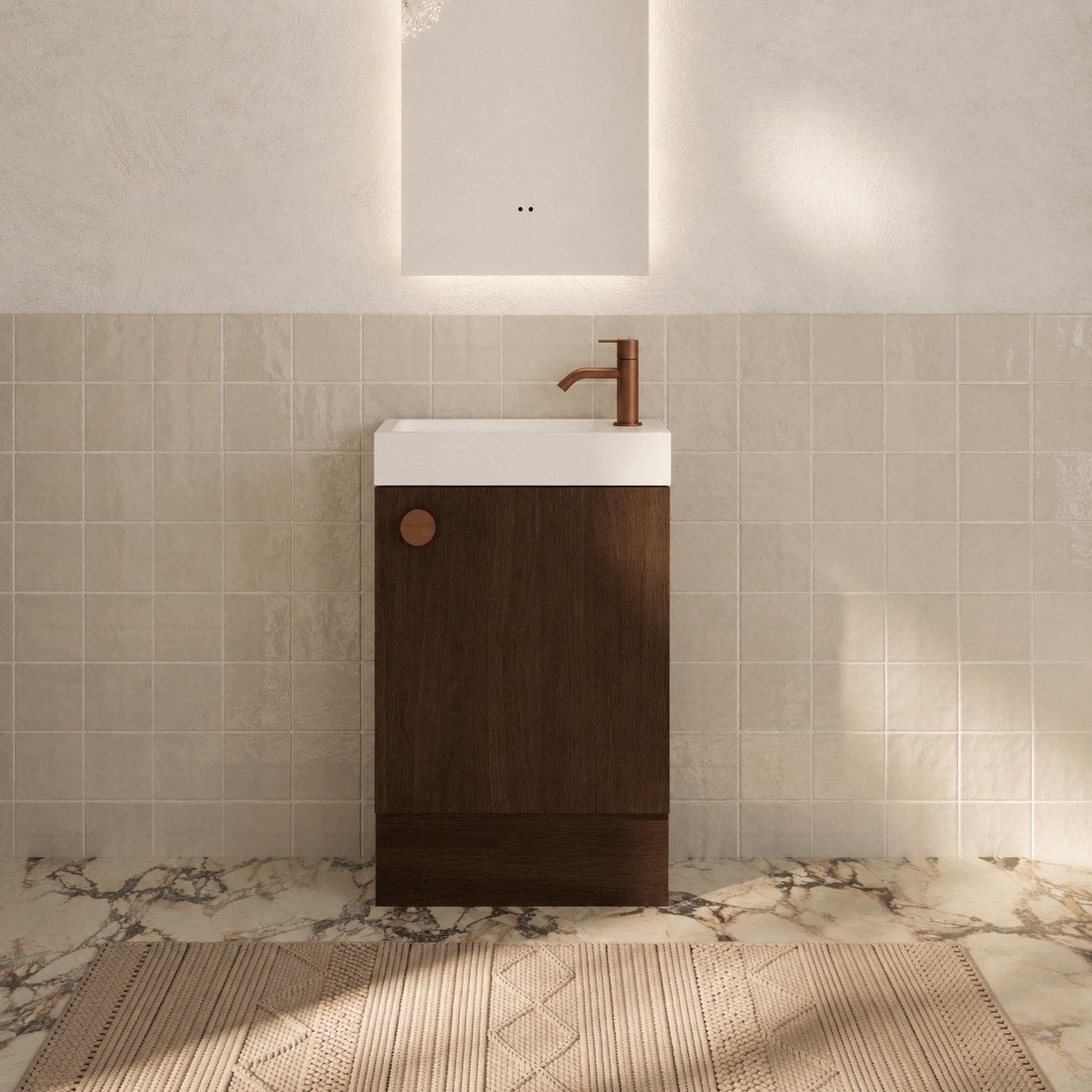 Milano Minimal 460mm Small Space Vanity-Walnut