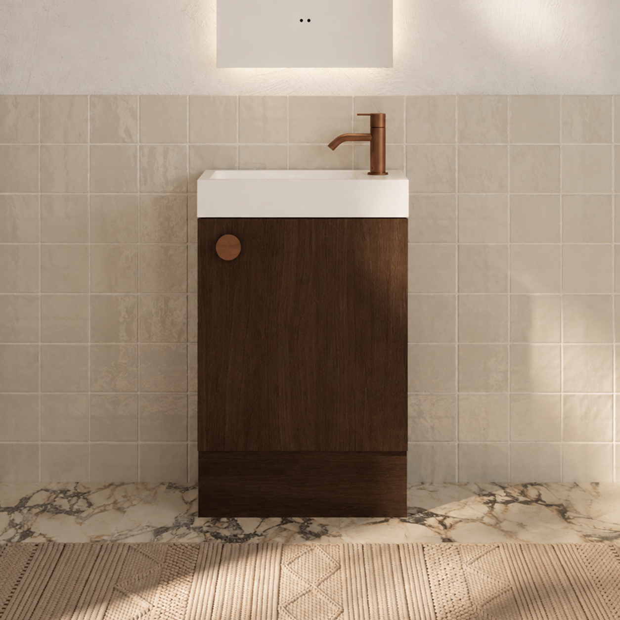 Milano Minimal 460mm Small Space Vanity-Walnut