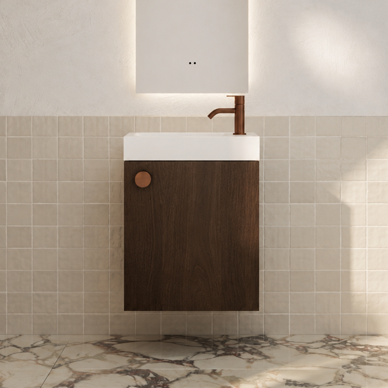Milano Minimal 460mm Small Space Vanity-Walnut