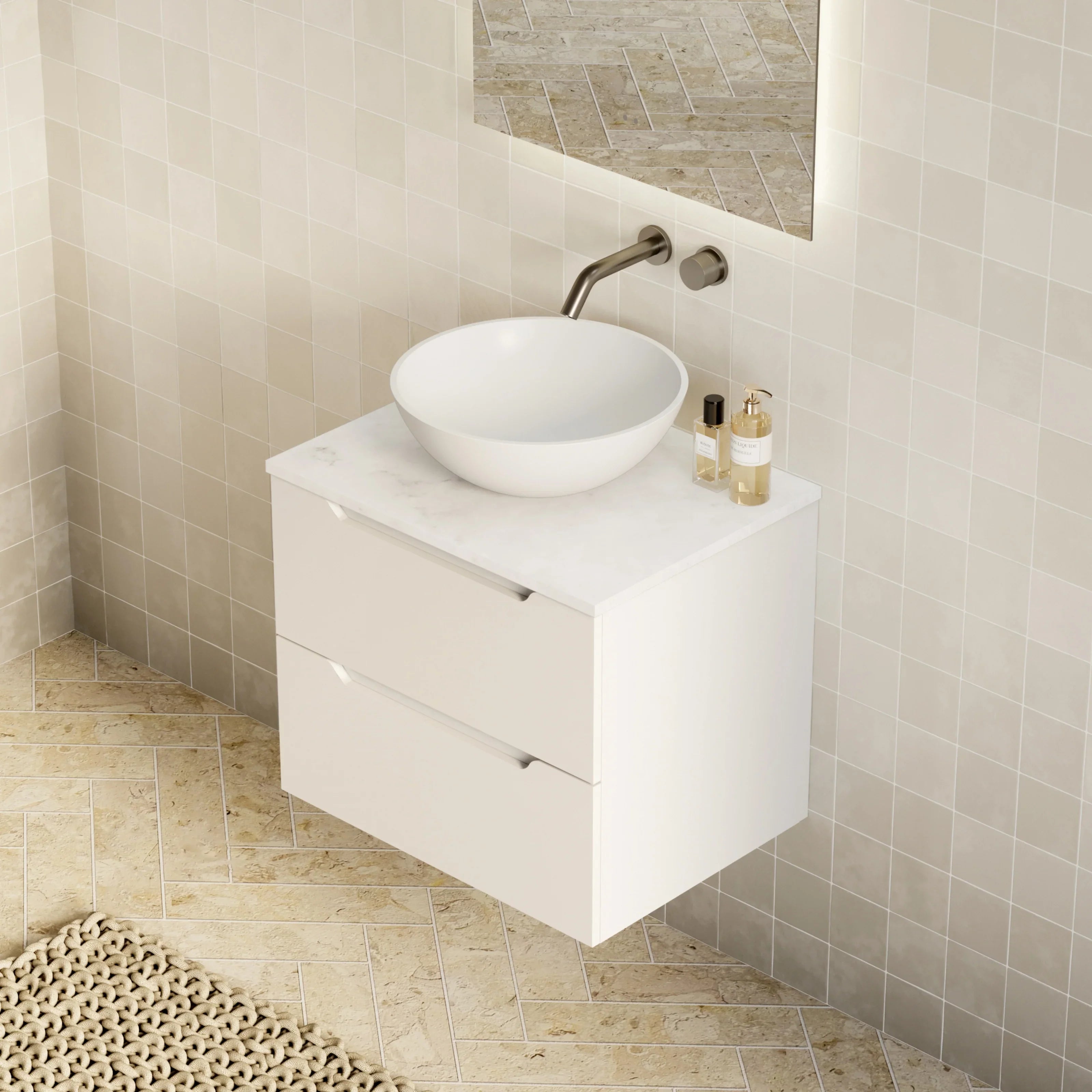 Milano Minimal Flat 600mm Wall Hung Vanity Matte White