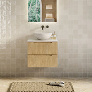 Milano Minimal Flat 600mm Wall Hung Vanity Natural Oak