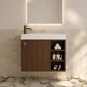 Milano Minimal 700mm Small Space Vanity with Shelf-Walnut