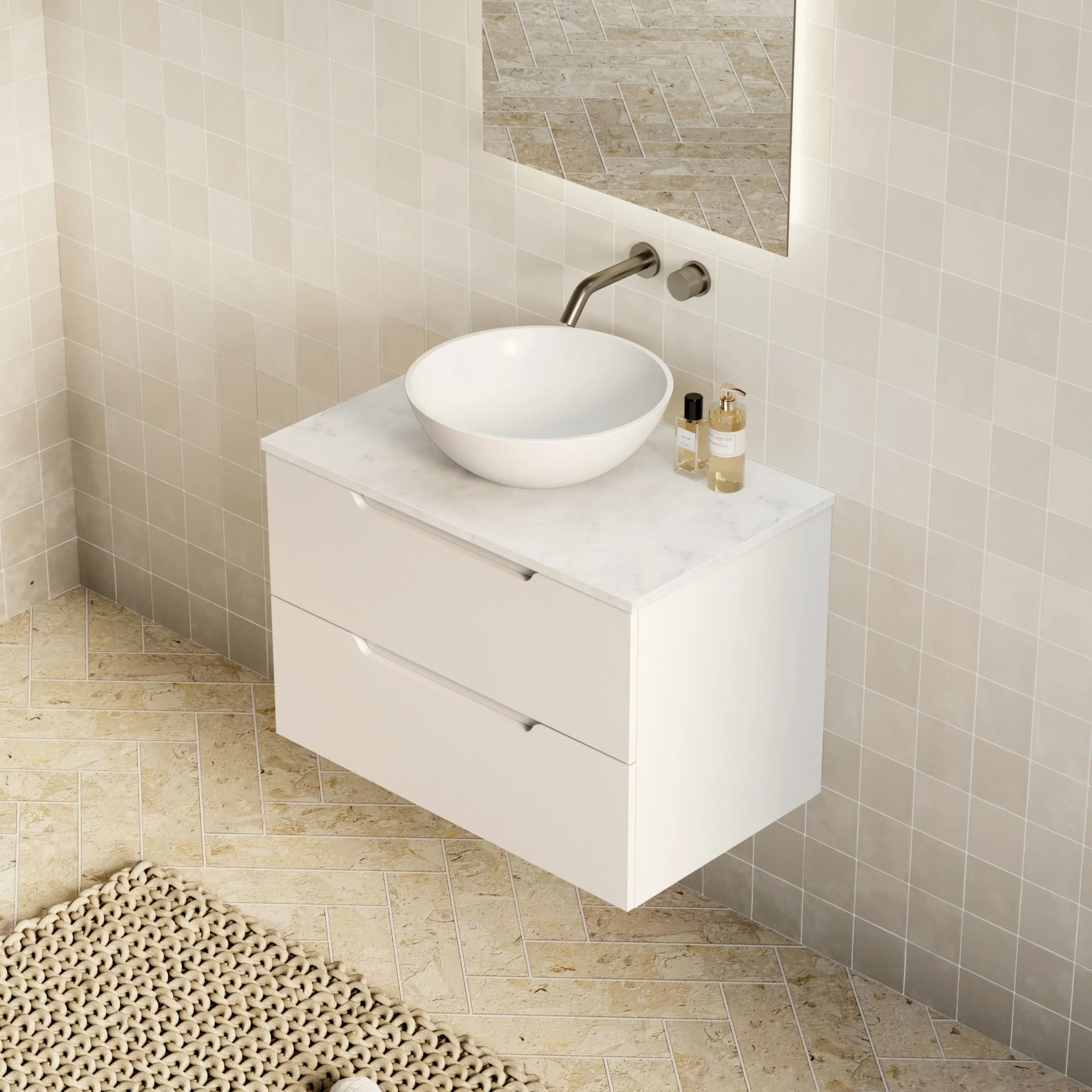 Milano Minimal Flat 750mm Wall Hung Vanity Matte White