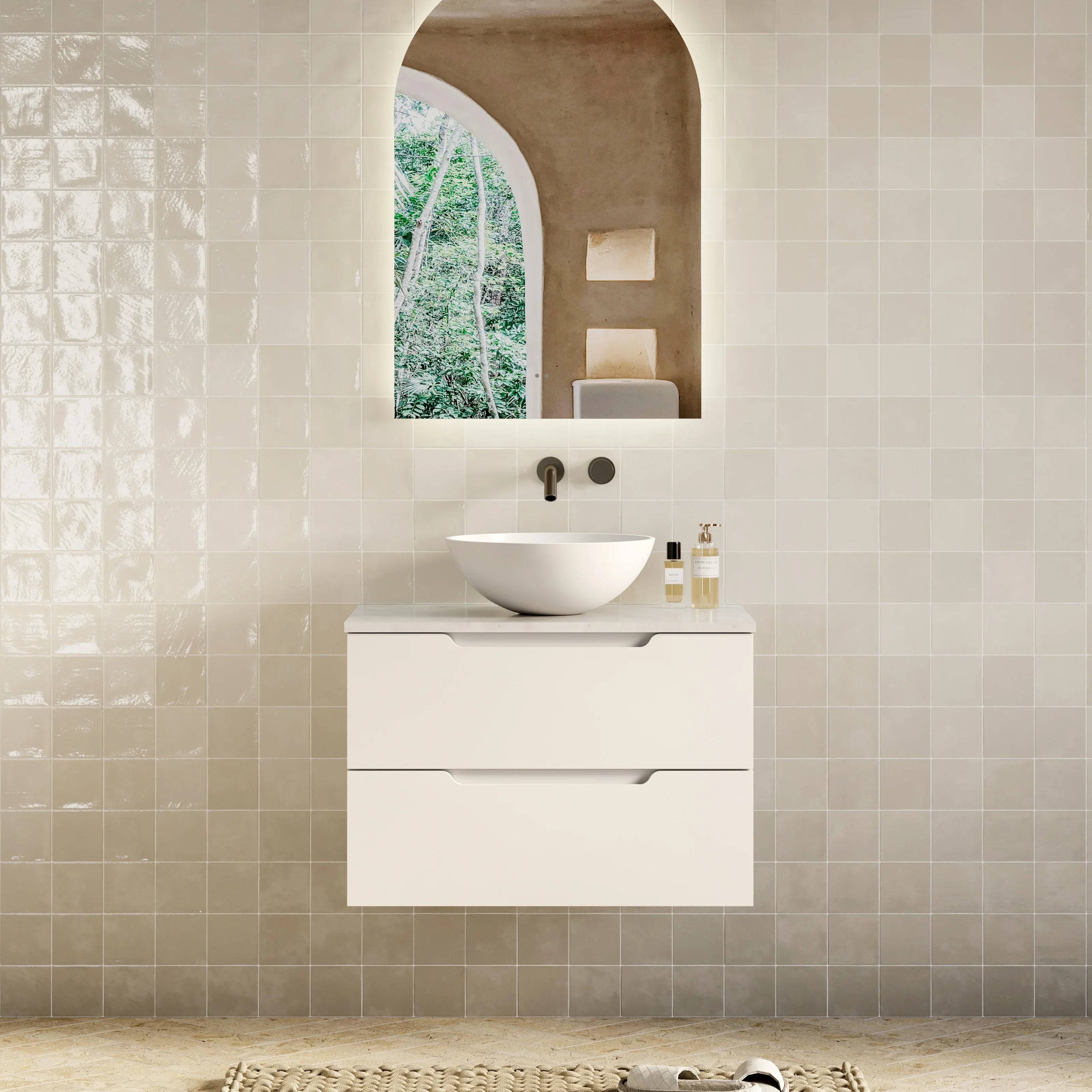 Milano Minimal Flat 750mm Wall Hung Vanity Matte White