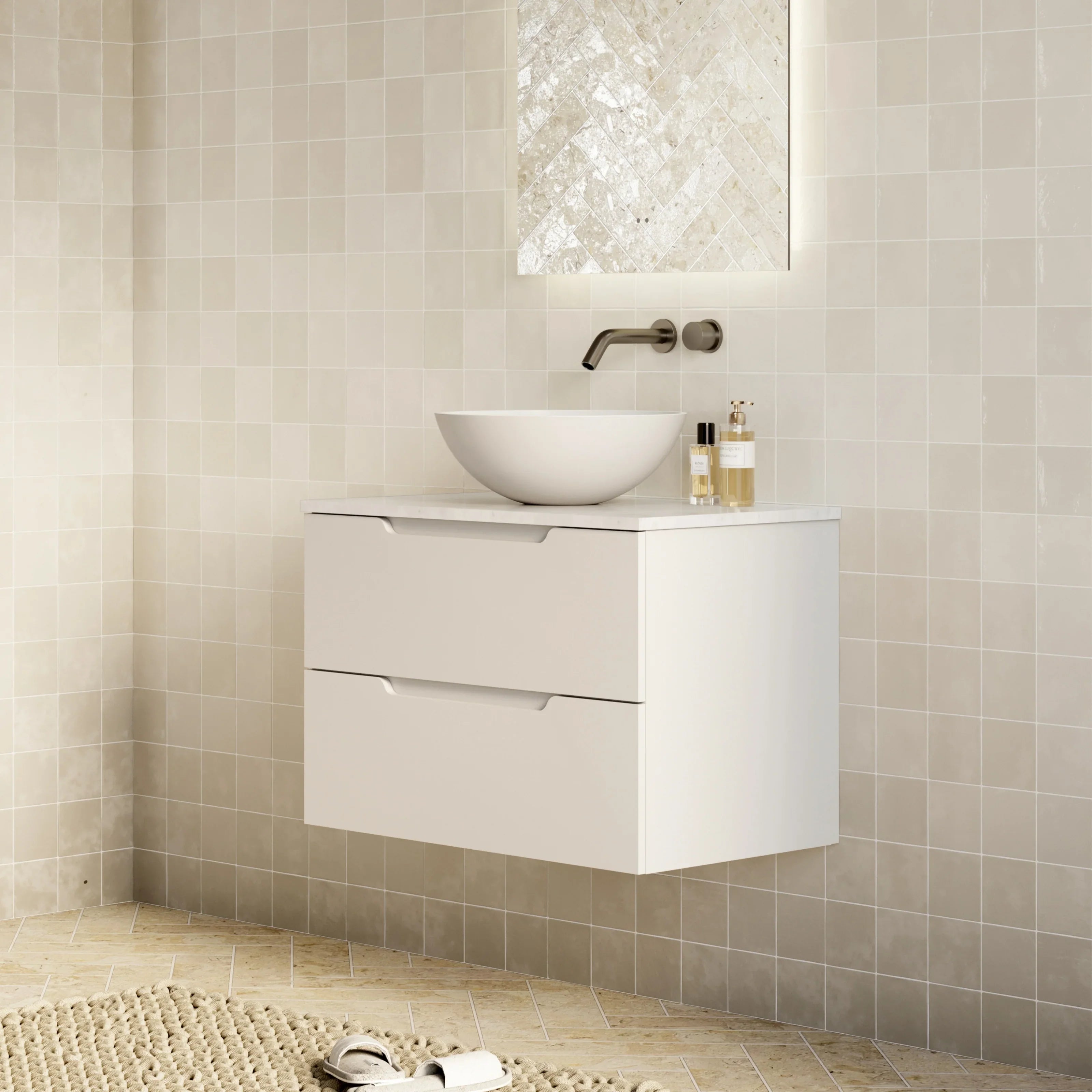 Milano Minimal Flat 750mm Wall Hung Vanity Matte White